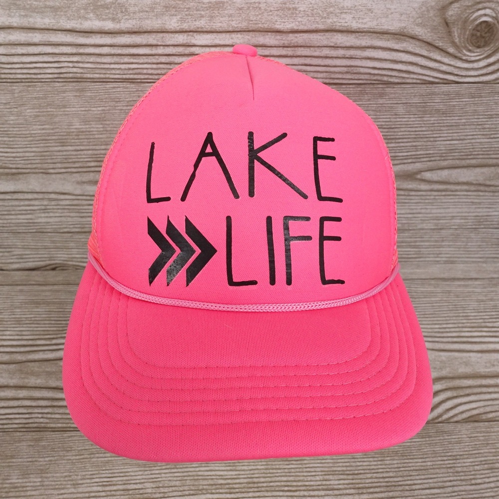 LAKE LIFE PINK VENTED SNAPBACK ADJUSTABLE BASEBALL TRUCKER HAT CAP
